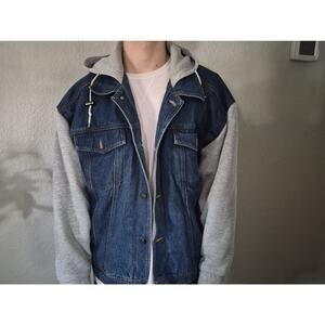 Vintage Rare Sukoda Denim Hoodie Jacket Quilt Lined XL Grunge Workwear Perfect C